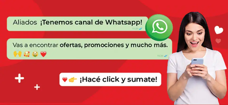  Aliados ¡Tenemos canal de Whatsapp! Vas a encontrar ofertas, promociones y mucho más. ¡Escaneá el QR y sumate! 
