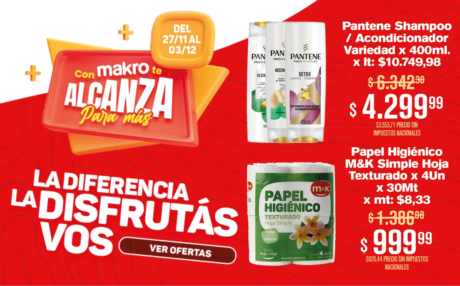  oferta en shampoo y papel higienico 